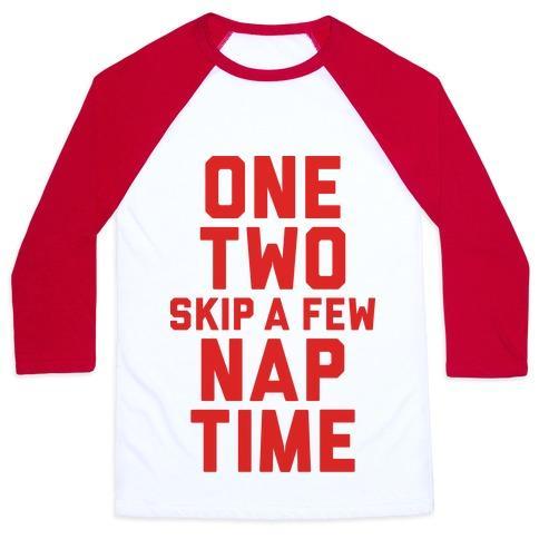 Virgin Teez  Baseball Tee Unisex Classic Baseball Tee / x-small / White/Red ONE, TWO, SKIP A FEW, NAP TIME UNISEX CLASSIC BASEBALL TEE