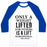 Virgin Teez  Baseball Tee Unisex Classic Baseball Tee / x-small / White/Blue ONLY A WEIGHT LIFTED FOR OTHERS IS A LIFT WORTHWHILE (EINSTEIN QUOTE) UNISEX CLASSIC BASEBALL TEE