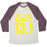 Virgin Teez  Baseball Tee Unisex Tri-Blend Baseball Tee / small / Oatmeal / Maroon ONLY HALF CRAZY UNISEX TRI-BLEND BASEBALL TEE