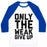 Virgin Teez  Baseball Tee Unisex Classic Baseball Tee / x-small / White/Blue ONLY THE WEAK GIVE UP UNISEX CLASSIC BASEBALL TEE