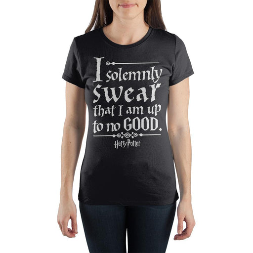Harry Potter The Marauder's Map Phrase I Solemnly Swear That I Am Up To No Good Women's Black T-Shirt