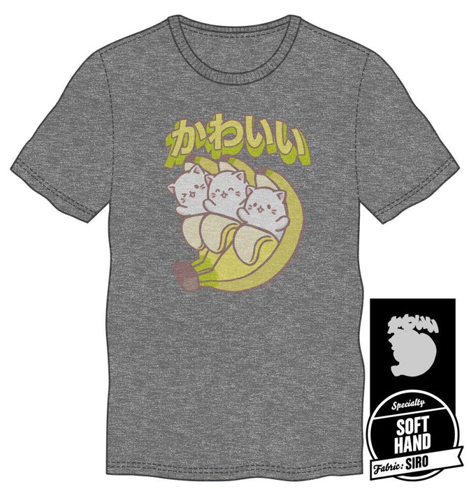 Bananya Cat Characters Men's Gray T-Shirt Tee Shirt