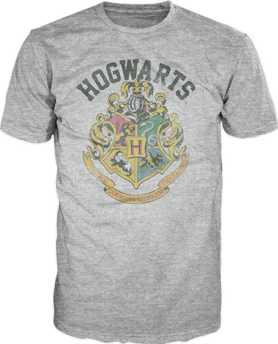 Harry Potter Hogwarts Crest Men's Athletic Heather T-Shirt - Wizard School
