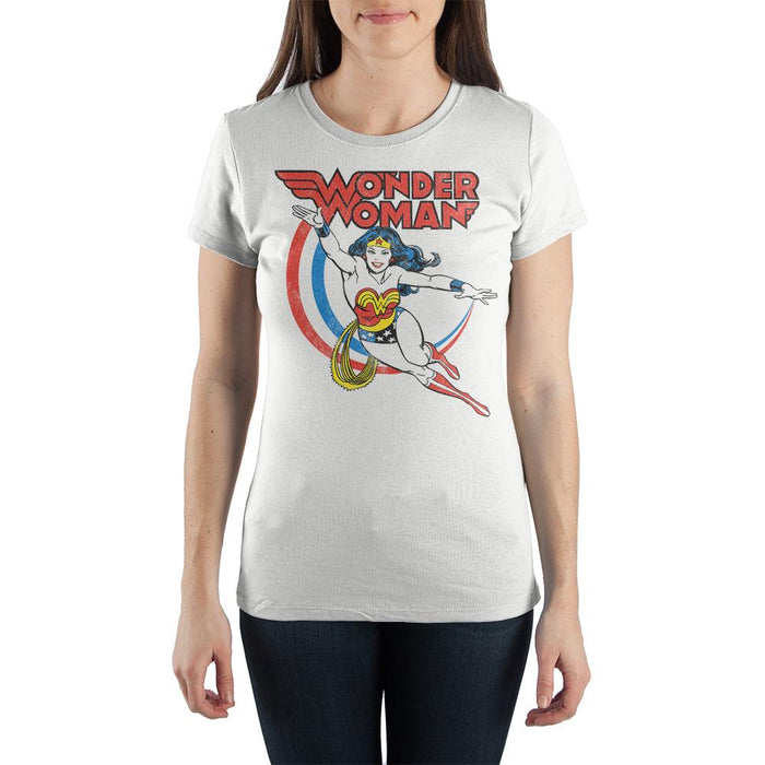 Wonder Woman Flying Powers Women's White T-Shirt Tee Shirt Gift