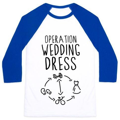 Virgin Teez  Baseball Tee Unisex Classic Baseball Tee / x-small / White/Blue OPERATION WEDDING DRESS (TANK) UNISEX CLASSIC BASEBALL TEE