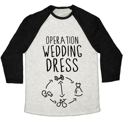 Virgin Teez  Baseball Tee Unisex Tri-Blend Baseball Tee / small / Oatmeal / Black OPERATION WEDDING DRESS (TANK) UNISEX TRI-BLEND BASEBALL TEE