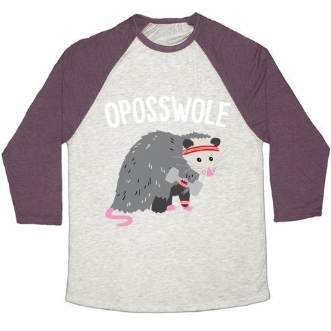 Virgin Teez  Baseball Tee Unisex Tri-Blend Baseball Tee / small / Oatmeal / Maroon OPOSSWOLE OPOSSUM UNISEX TRI-BLEND BASEBALL TEE