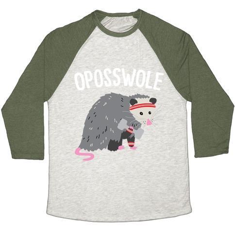 Virgin Teez  Baseball Tee Unisex Tri-Blend Baseball Tee / small / Oatmeal / Moss OPOSSWOLE OPOSSUM UNISEX TRI-BLEND BASEBALL TEE