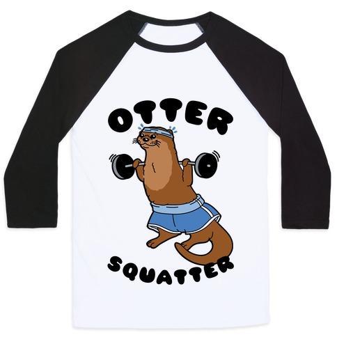 Virgin Teez  Baseball Tee Unisex Classic Baseball Tee / x-small / White/Black OTTER SQUATTER UNISEX CLASSIC BASEBALL TEE