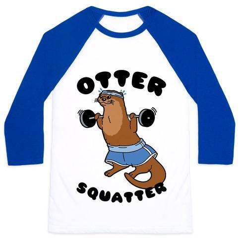 Virgin Teez  Baseball Tee Unisex Classic Baseball Tee / x-small / White/Blue OTTER SQUATTER UNISEX CLASSIC BASEBALL TEE