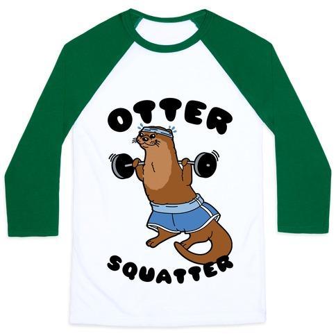 Virgin Teez  Baseball Tee Unisex Classic Baseball Tee / x-small / White/Dark Green OTTER SQUATTER UNISEX CLASSIC BASEBALL TEE