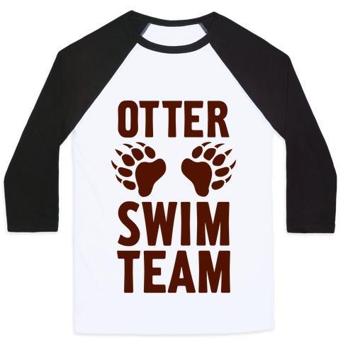 Virgin Teez  Baseball Tee Unisex Classic Baseball Tee / x-small / White/Black OTTER SWIM TEAM UNISEX CLASSIC BASEBALL TEE