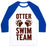 Virgin Teez  Baseball Tee Unisex Classic Baseball Tee / x-small / White/Blue OTTER SWIM TEAM UNISEX CLASSIC BASEBALL TEE