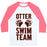 Virgin Teez  Baseball Tee Unisex Classic Baseball Tee / x-small / White/Neon Pink OTTER SWIM TEAM UNISEX CLASSIC BASEBALL TEE