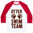 Virgin Teez  Baseball Tee Unisex Classic Baseball Tee / x-small / White/Red OTTER SWIM TEAM UNISEX CLASSIC BASEBALL TEE