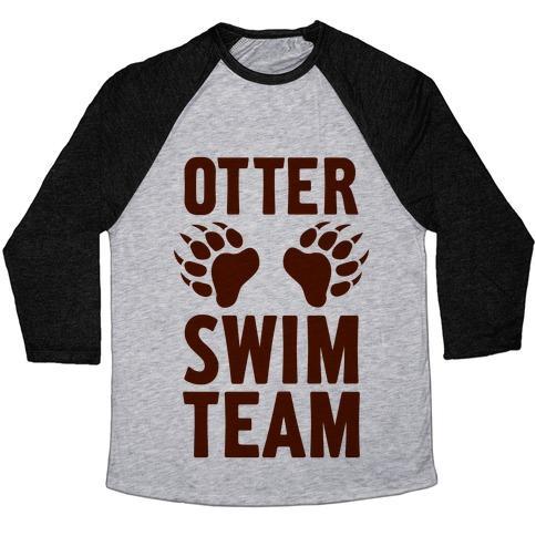Virgin Teez  Baseball Tee Unisex Tri-Blend Baseball Tee / small / Athletic Gray / Black OTTER SWIM TEAM UNISEX TRI-BLEND BASEBALL TEE