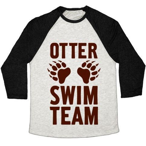 Virgin Teez  Baseball Tee Unisex Tri-Blend Baseball Tee / small / Oatmeal / Black OTTER SWIM TEAM UNISEX TRI-BLEND BASEBALL TEE