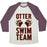 Virgin Teez  Baseball Tee Unisex Tri-Blend Baseball Tee / small / Oatmeal / Maroon OTTER SWIM TEAM UNISEX TRI-BLEND BASEBALL TEE