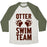 Virgin Teez  Baseball Tee Unisex Tri-Blend Baseball Tee / small / Oatmeal / Moss OTTER SWIM TEAM UNISEX TRI-BLEND BASEBALL TEE