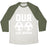 Virgin Teez  Baseball Tee Unisex Tri-Blend Baseball Tee / small / Oatmeal / Moss OUR SOCCER BALLS ARE BIGGER UNISEX TRI-BLEND BASEBALL TEE