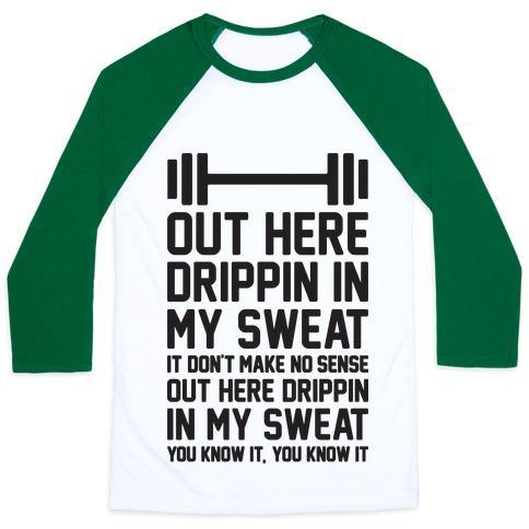 Virgin Teez  Baseball Tee Unisex Classic Baseball Tee / x-small / White/Dark Green OUT HERE DRIPPIN IN MY SWEAT UNISEX CLASSIC BASEBALL TEE