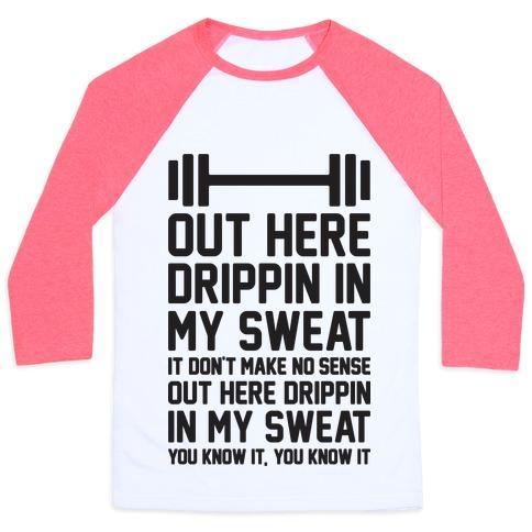 Virgin Teez  Baseball Tee Unisex Classic Baseball Tee / x-small / White/Neon Pink OUT HERE DRIPPIN IN MY SWEAT UNISEX CLASSIC BASEBALL TEE