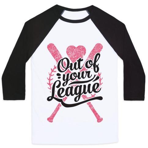 Virgin Teez  Baseball Tee Unisex Classic Baseball Tee / x-small / White/Black OUT OF YOUR LEAGUE UNISEX CLASSIC BASEBALL TEE