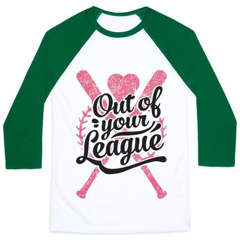 Virgin Teez  Baseball Tee Unisex Classic Baseball Tee / x-small / White/Dark Green OUT OF YOUR LEAGUE UNISEX CLASSIC BASEBALL TEE