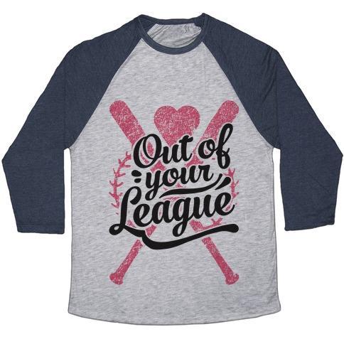 Virgin Teez  Baseball Tee Unisex Tri-Blend Baseball Tee / small / Athletic Gray / Navy OUT OF YOUR LEAGUE UNISEX TRI-BLEND BASEBALL TEE