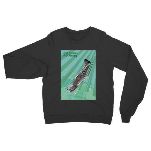 VIRGIN TEEZ Sweat Shirt Black / S P-51 Mustang Pop Art Classic Adult Sweatshirt