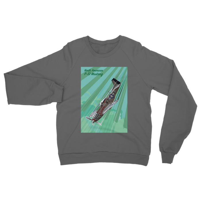 VIRGIN TEEZ Sweat Shirt Dark Grey / S P-51 Mustang Pop Art Classic Adult Sweatshirt