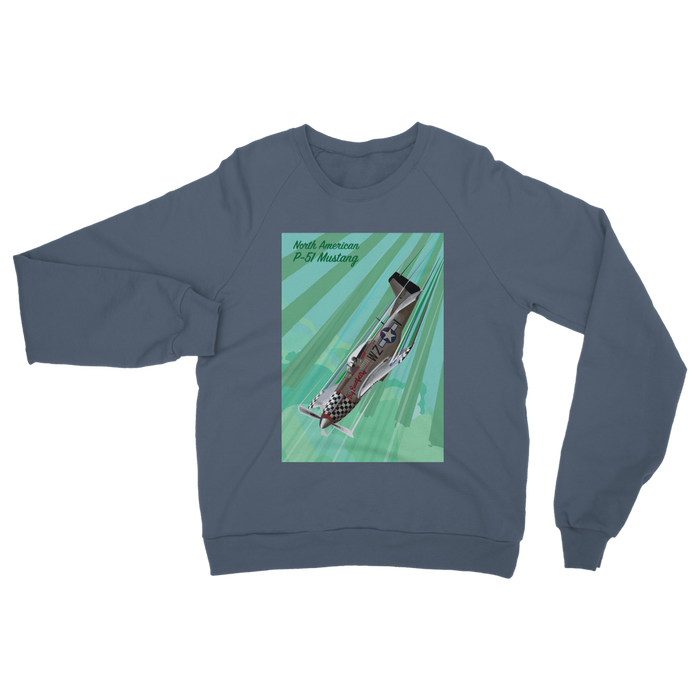 VIRGIN TEEZ Sweat Shirt Airforce Blue / S P-51 Mustang Pop Art Classic Adult Sweatshirt