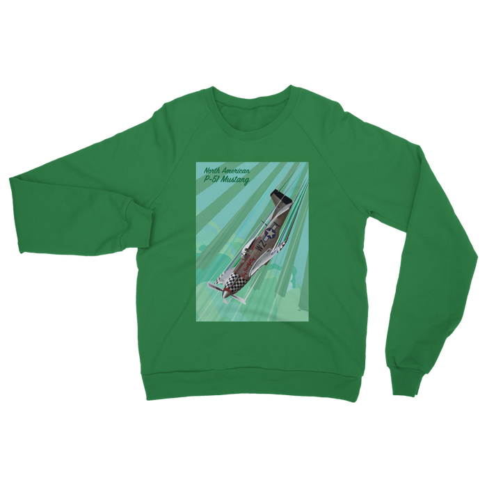 VIRGIN TEEZ Sweat Shirt Kelly Green / S P-51 Mustang Pop Art Classic Adult Sweatshirt