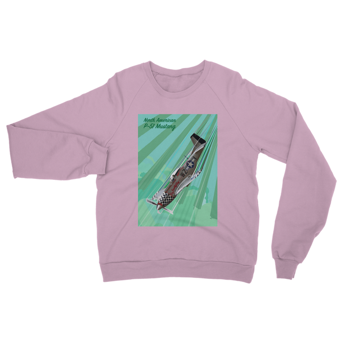 VIRGIN TEEZ Sweat Shirt Light Pink / S P-51 Mustang Pop Art Classic Adult Sweatshirt