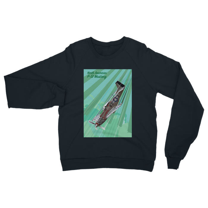 VIRGIN TEEZ Sweat Shirt Navy / S P-51 Mustang Pop Art Classic Adult Sweatshirt