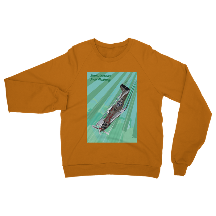 VIRGIN TEEZ Sweat Shirt Orange / S P-51 Mustang Pop Art Classic Adult Sweatshirt