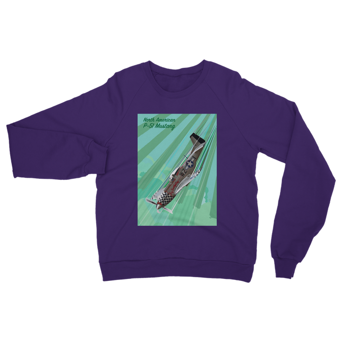 VIRGIN TEEZ Sweat Shirt Purple / S P-51 Mustang Pop Art Classic Adult Sweatshirt