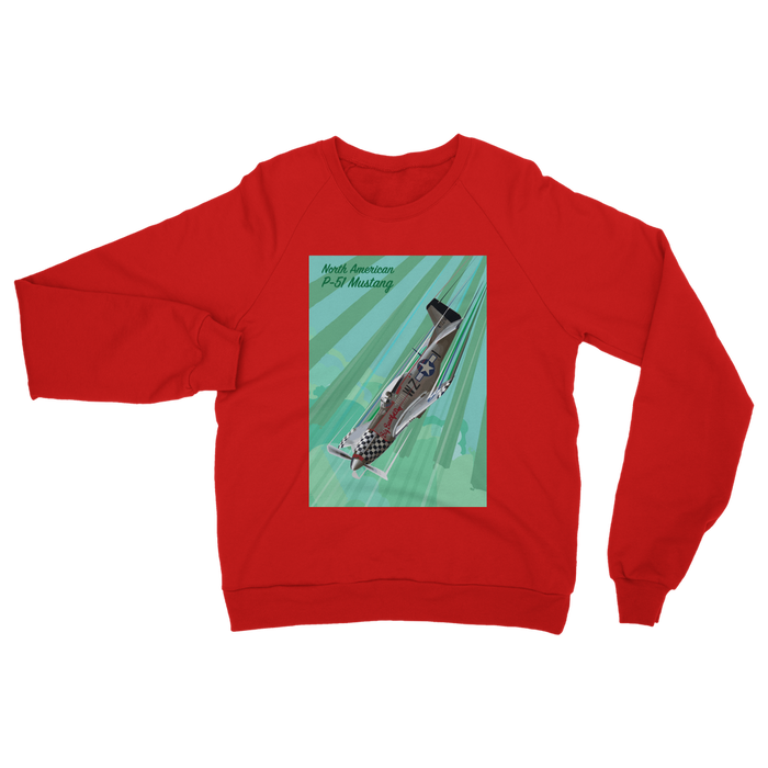 VIRGIN TEEZ Sweat Shirt Red / S P-51 Mustang Pop Art Classic Adult Sweatshirt