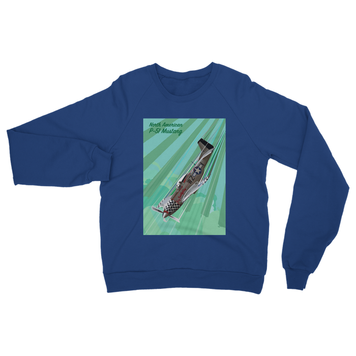 VIRGIN TEEZ Sweat Shirt Royal / S P-51 Mustang Pop Art Classic Adult Sweatshirt