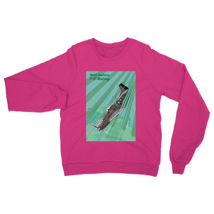 VIRGIN TEEZ Sweat Shirt Safety Pink / S P-51 Mustang Pop Art Classic Adult Sweatshirt