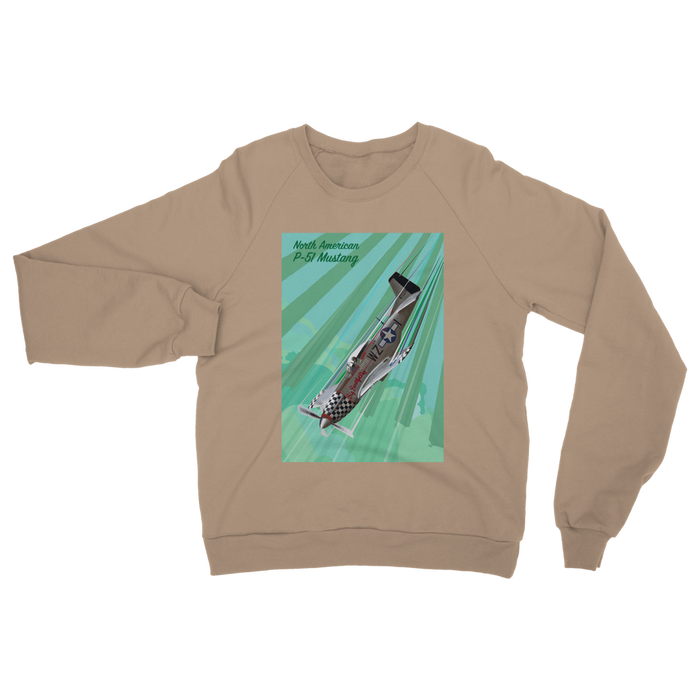 VIRGIN TEEZ Sweat Shirt Nude / S P-51 Mustang Pop Art Classic Adult Sweatshirt