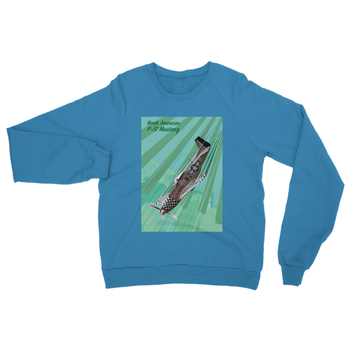 VIRGIN TEEZ Sweat Shirt Sapphire / S P-51 Mustang Pop Art Classic Adult Sweatshirt