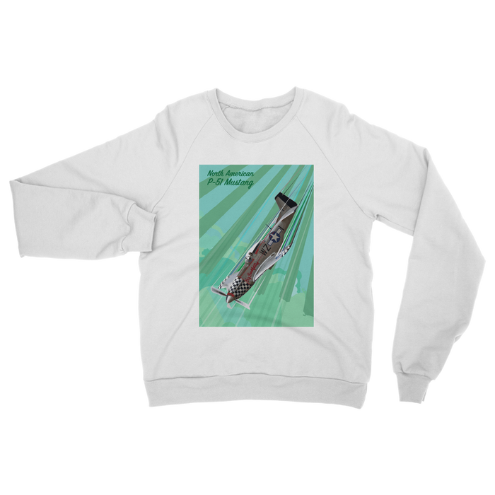 VIRGIN TEEZ Sweat Shirt White / S P-51 Mustang Pop Art Classic Adult Sweatshirt