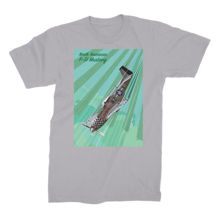 VIRGIN TEEZ Men T-Shirts Light Grey / Male / S P-51 Mustang Pop Art Premium Jersey Men's T-Shirt