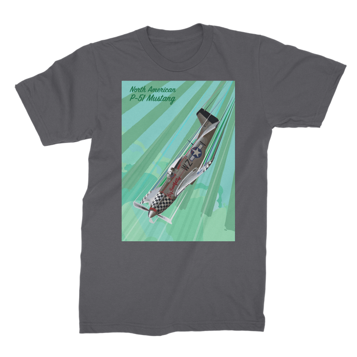 VIRGIN TEEZ Men T-Shirts Dark Grey / Male / S P-51 Mustang Pop Art Premium Jersey Men's T-Shirt