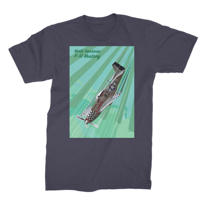 VIRGIN TEEZ Men T-Shirts Navy / Male / S P-51 Mustang Pop Art Premium Jersey Men's T-Shirt
