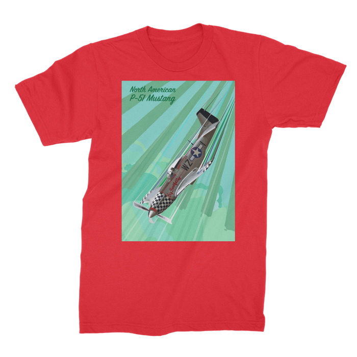 VIRGIN TEEZ Men T-Shirts Red / Male / S P-51 Mustang Pop Art Premium Jersey Men's T-Shirt