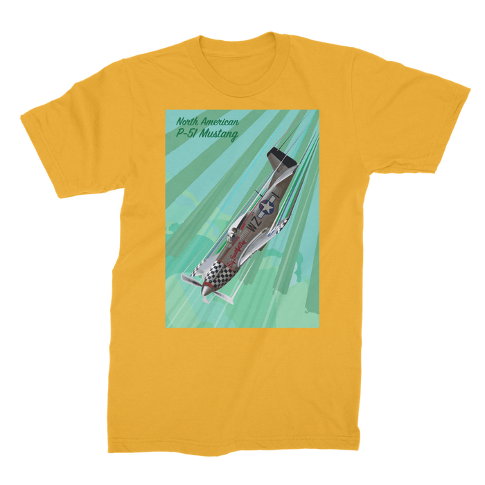 VIRGIN TEEZ Men T-Shirts Gold / Male / S P-51 Mustang Pop Art Premium Jersey Men's T-Shirt