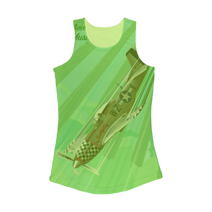 VIRGIN TEEZ Women Tank top Electric Green / XS P-51 Mustang Pop Art Women Performance Tank Top