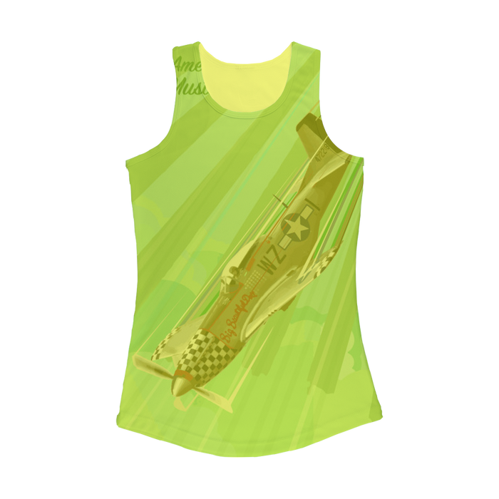 VIRGIN TEEZ Women Tank top Electric Yellow / XS P-51 Mustang Pop Art Women Performance Tank Top